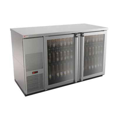 Micro Matic MBB58GS-E 59.5" Stainless Steel Exterior Glass Door Pro-Line E-Series Refrigerated Back Bar Cabinet - 115 Volts
