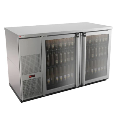 Micro Matic MBB58GS-E 59.5" Stainless Steel Exterior Glass Door Pro-Line E-Series Refrigerated Back Bar Cabinet - 115 Volts
