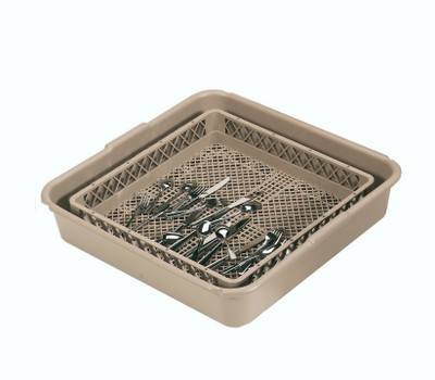 Vollrath 1397 24.38" W x 24.5" D x 5.25" H Beige Plastic Traex Flatware Soak &amp; Washing Systems