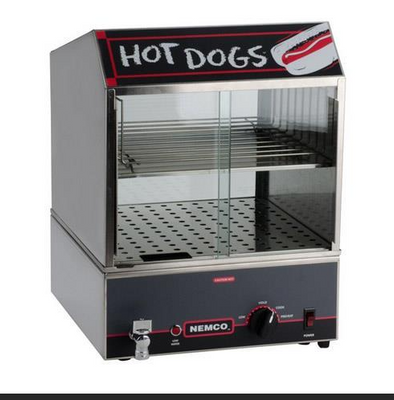 Nemco 8300-230 Stainless Steel Cabinet And Base Counter Top Roll-A-Grill® Hot Dog Steamer - 230V