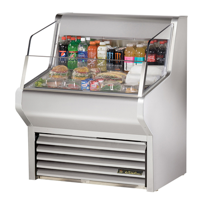 True THAC-36-S-LD 36.13" W Stainless Steel 3 Tiered Horizontal Air Curtain Merchandiser -115 Volts 0.38 HP