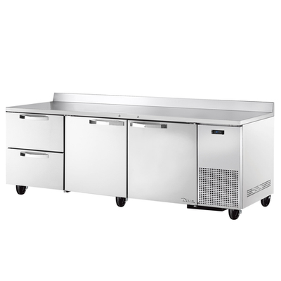 True TWT-93D-2-HC~SPEC3 Stainless Steel 3 Section 2 Doors 2 Drawers SPEC SERIES Deep Work Top Refrigerator - 115 Volts 0.2 HP