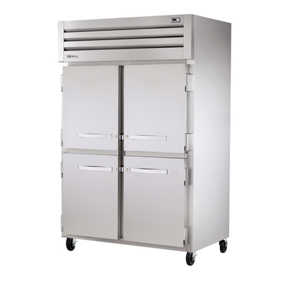 True STR2H-4HS Stainless Steel Reach-In 2 Section SPEC SERIES Heated Cabinet with 4 Half Size Solid Doors - 208-240 Volts 1-Ph