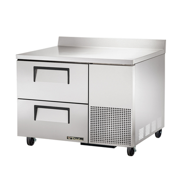 True TWT-44D-2-HC Stainless Steel and Aluminum 1 Section 2 Drawers Deep Work Top Refrigerator - 115 Volts 0.1 HP