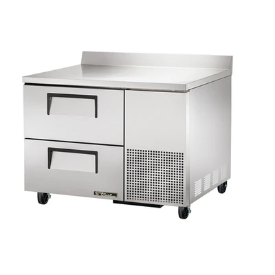 True TWT-44D-2-HC Stainless Steel and Aluminum 1 Section 2 Drawers Deep Work Top Refrigerator - 115 Volts 0.1 HP