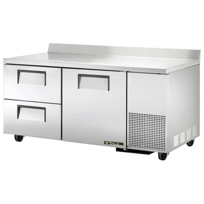 True TWT-67D-2-HC Stainless Steel and Aluminum 2 Section 1 Door 2 Drawers Deep Work Top Refrigerator - 115 Volts 0.1 HP