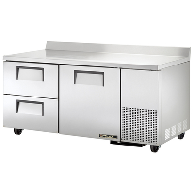 True TWT-67D-2-HC Stainless Steel and Aluminum 2 Section 1 Door 2 Drawers Deep Work Top Refrigerator - 115 Volts 0.1 HP
