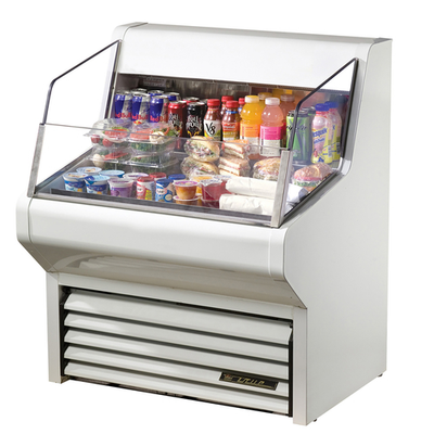 True THAC-36-LD 36.13" W White Steel and Aluminum 3 Tiered Horizontal Air Curtain Merchandiser -115 Volts 0.38 HP