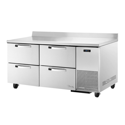 True TWT-67D-4-HC~SPEC3 Stainless Steel 2 Section 4 Drawers SPEC SERIES Deep Work Top Refrigerator - 115 Volts 0.1 HP