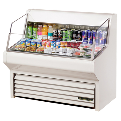 True THAC-48-LD 48.13" W White Steel and Aluminum 3 Tiered Horizontal Air Curtain Merchandiser -115 Volts 0.5 HP