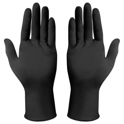 Winco GLN-LB Black Nitrile Large Disposable Gloves
