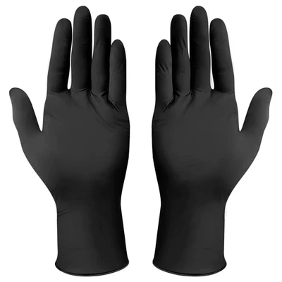 Winco GLN-MB Black Nitrile Medium Disposable Gloves (100 Pieces Per Box)