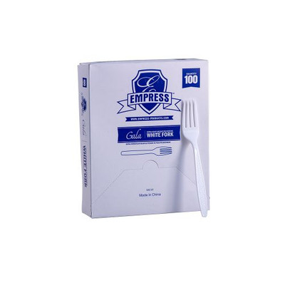 Empress E173001 White Polystyrene Extra Heavy Weight Fork PS (10 Packs of 100 Forks Per Case)