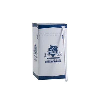 Empress E161011WR 10.25&quot; White with Red Stripe Boxed Jumbo Straw Paper Wrapped (4 Packs of 500 Jumbo Straws Per Case)