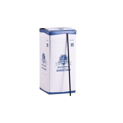 Empress ECK775BK 7.75 Black Boxed Semi Slim Straw and Stirrer Unwrapped (10 Packs of 500 Slim Straws Per Case)