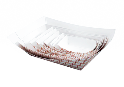 Empress EFT40 6 Oz. Red Plaid Food Tray (4 Packs of 250 Food Trays Per Case)