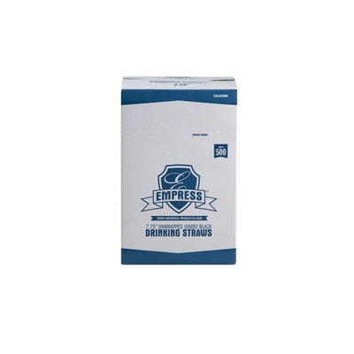 Empress E2100BK 7.75" Black Boxed Jumbo Straw Unwrapped (10 Packs of 500 Jumbo Straws Per Case)