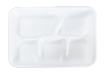Empress E5221 5 Compartment Poly White Mineral Filled School Tray (4 Packs of 125 Per Case)