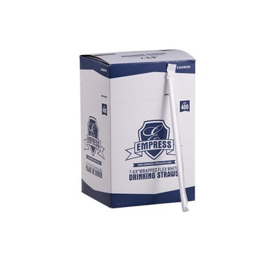 Empress E161001W 7.63&quot; White Boxed Jumbo Flex Straw Paper Wrapped (25 Packs of 400 Jumbo Straws Per Case)
