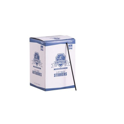 Empress ECK525BK 5.25&quot; Black Boxed Cocktail Straw and Stirrer Unwrapped (10 Packs of 1000 Slim Straws Per Case)
