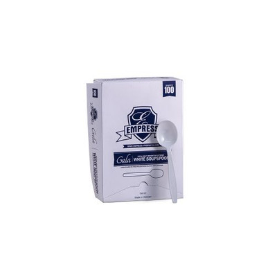 Empress E173004 White Polystyrene Extra Heavy Soupspoon PS (10 Packs of 100 Spoons Per Case)