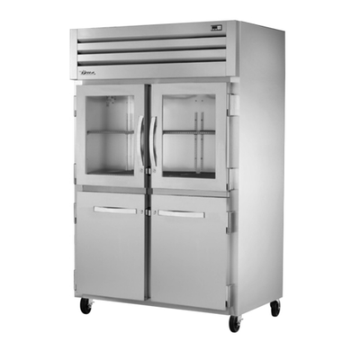 True STR2R-2HG/2HS-HC 2 Glass Half Doors 2 Stainless Steel Half Doors 2 Section Reach-In SPEC SERIES Refrigerator - 115 Volts