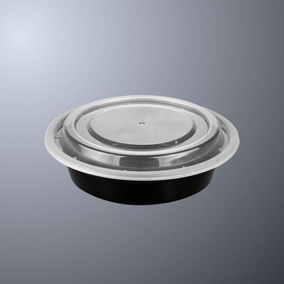 CTC 50-2050 24 Oz. Black Plastic Round Takeout Containers - Pack/150