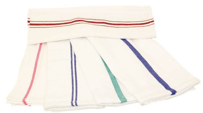CTC 40-1206 White Cotton Rectangular Herringbone Kitchen Towels - Pack/12
