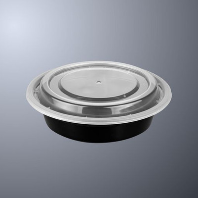 CTC 50-2055 32 Oz. Black Plastic Round Takeout Containers - Pack/150