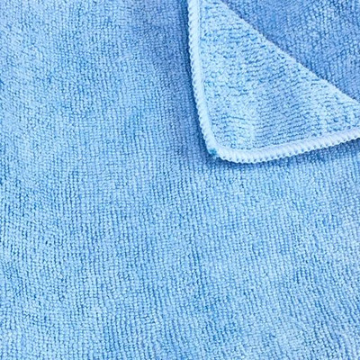 CTC M915107B 9" W x 2" H Blue Rectangle Microfiber Terry Cloths - Pack/12