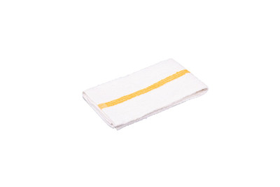 CTC 50-1011 16" x 19" White with Gold Center Stripe Cotton Rectangular Bar Towels - Pack/12