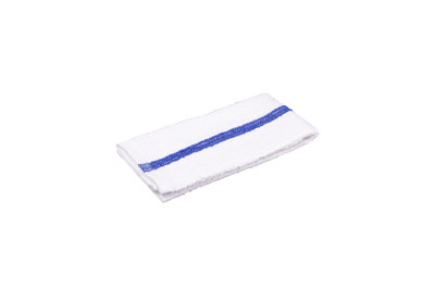 CTC 50-1009 16" x 19" White with Blue Center Stripe Cotton Rectangular Bar Towels - Pack/12