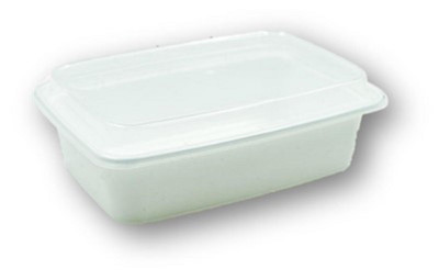 CTC 50-2005 16 Oz. White and Clear Plastic Rectangular Takeout Containers - Pack/150