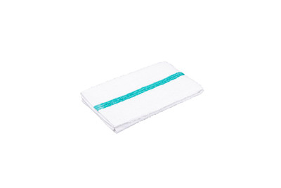 CTC 50-1010 16" x 19" White with Green Center Stripe Cotton Rectangular Bar Towels - Pack/12