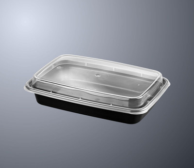 CTC 50-2011 24 Oz. Black and Clear Plastic Rectangular Takeout Containers - Pack/150