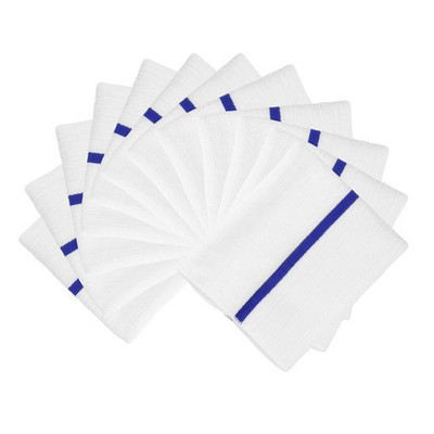 CTC M915180RB 9" W x 3" H White with Blue Center Stripe Rectangle Microfiber Ribbed Bar Mop used for General Cleaning in Food Service - Pack/12