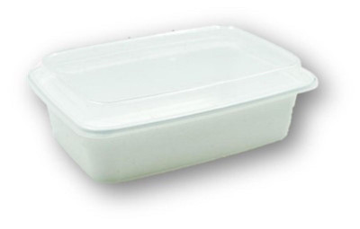 CTC 50-2010 24 Oz. White and Clear Plastic Rectangular Takeout Containers