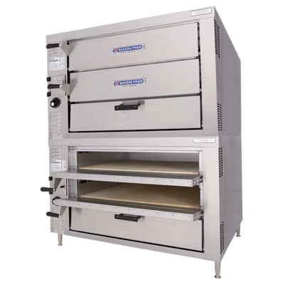 Bakers Pride GP62-NG Double Deck Stainless Steel Natural Gas Countertop HearthBake Series Oven - 90,000 BTU