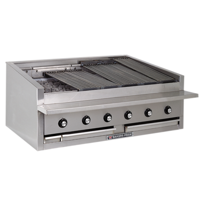 Bakers Pride L-48RS-LP Stainless Steel Countertop Liquid Propane Lava Rock or Radiant Charboiler - 150,000 BTU