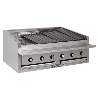 Bakers Pride L-48RS-LP Stainless Steel Countertop Liquid Propane Lava Rock or Radiant Charboiler - 150,000 BTU