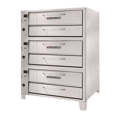 Bakers Pride 453-LP Stainless Steel Exterior (3) 8" High Decks Liquid Propane Super Deck Series Pizza Deck Oven - 240,000 BTU