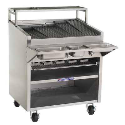 Bakers Pride F-48RS-R-LP Stainless Steel Floor Model Liquid Propane Cast Iron Radiant Charbroiler - 150,000 BTU