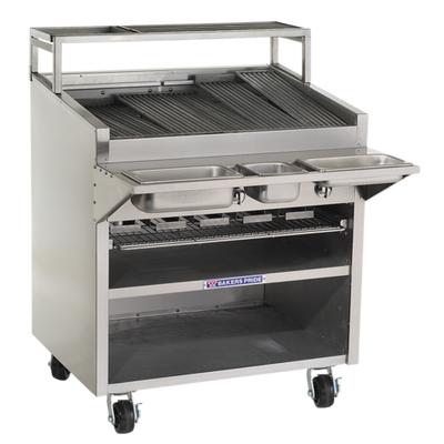 Bakers Pride F-48RS-R-LP Stainless Steel Floor Model Liquid Propane Cast Iron Radiant Charbroiler - 150,000 BTU
