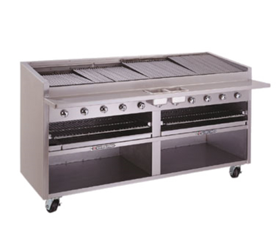 Bakers Pride F-72RS-NG Stainless Steel Floor Model Natural Gas Cast Iron Radiant Charbroiler - 240,000 BTU