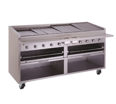 Bakers Pride F-72RS-NG Stainless Steel Floor Model Natural Gas Cast Iron Radiant Charbroiler - 240,000 BTU