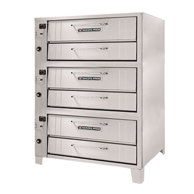 Bakers Pride 253-LP Stainless Steel Exterior (3) 8" High Decks Liquid Propane Super Deck Series Pizza Deck Oven - 180,000 BTU