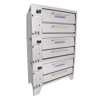 Bakers Pride 3153-LP Stainless Steel Exterior (3) 8&quot; High Decks Liquid Propane Super Deck Series Pizza Deck Oven - 210,000 BTU