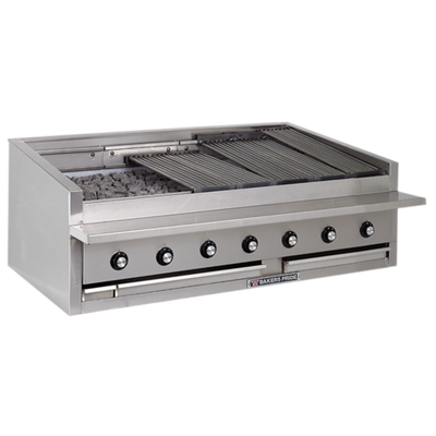 Bakers Pride L-60RS-C-NG Stainless Steel Countertop Natural Gas Lava Rock or Radiant Charbroiler - 195,000 BTU