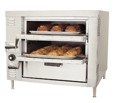 Bakers Pride GP51-LP Double Deck Stainless Steel Liquid Propane Countertop HearthBake Series Oven - 40,000 BTU