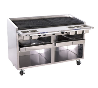 Bakers Pride F-60RS-C-LP Stainless Steel Floor Model Liquid Propane Lava Rock Radiant Charbroiler - 195,000 BTU